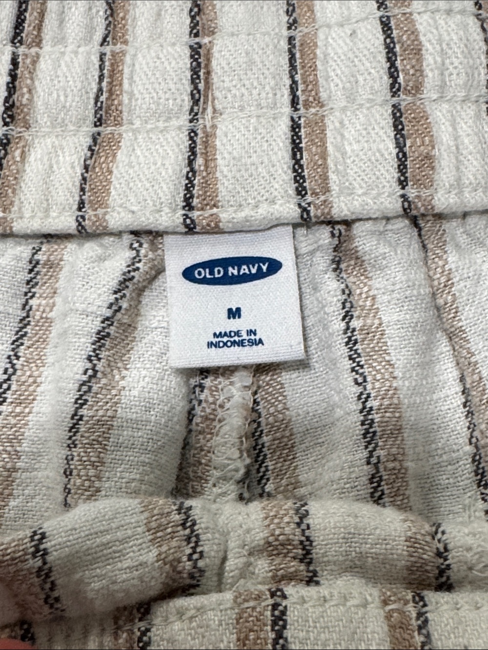 Old Navy Striped Drawstring Athletic Shorts - Cream & Brown linen - Picture 2 of 3